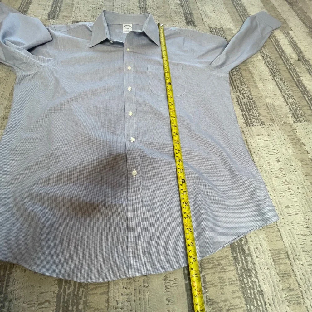 Brooks Brothers Regent Fit Non Iron All Cotton‎ Gingham Dress Shirt Mens 17 2/3